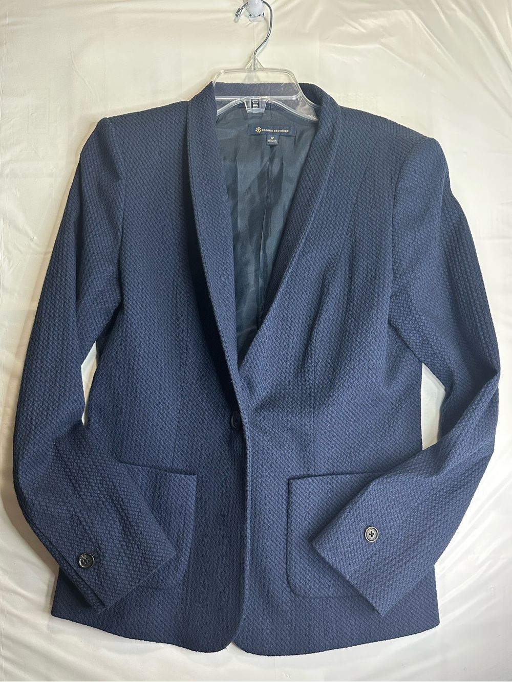 Brooks Brothers Women’s Size 12 Navy Textured Blazer Jacket Preppy Classic